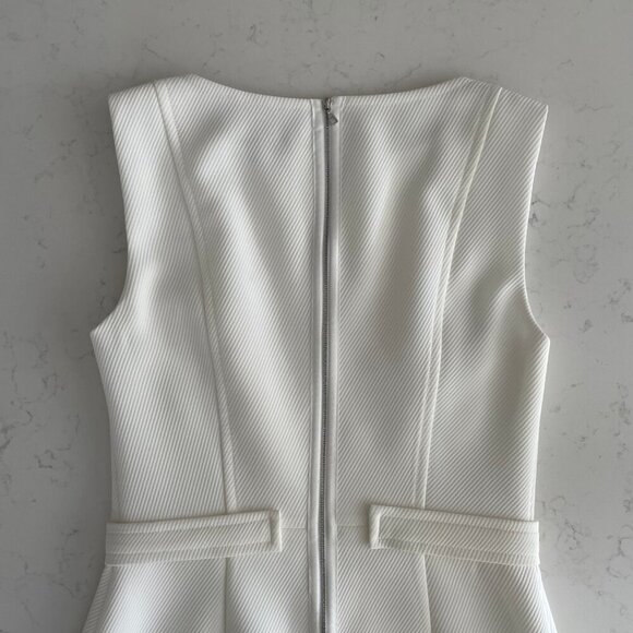 Judith & Charles Sleeveless Boat Nk Split V Fit & Flare Lined Dress White Sz 10 - Picture 13 of 16